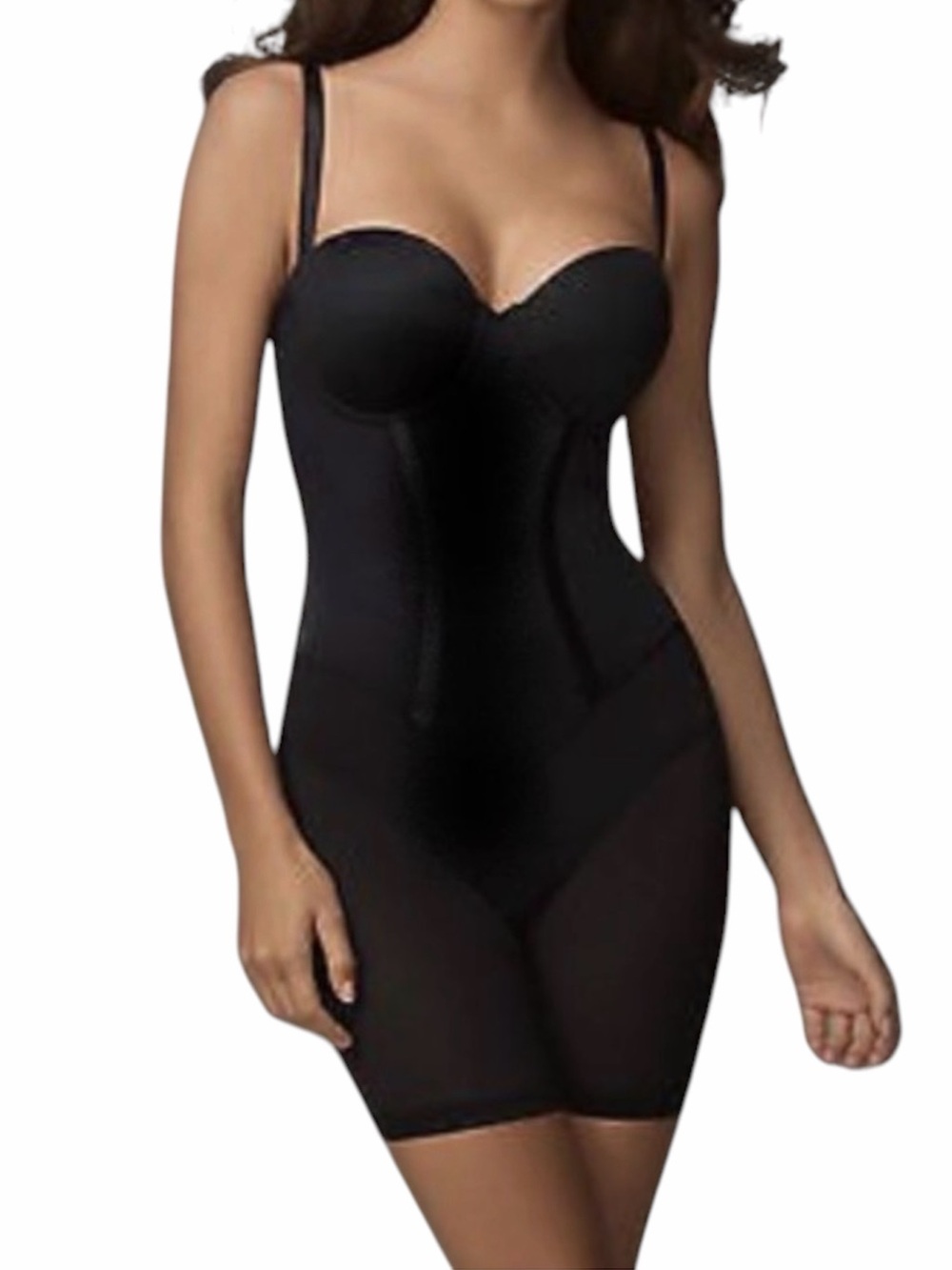 FLEXEES by Maidenform Black Shapewear Bodysuit Unitard Size 36C Firm Control